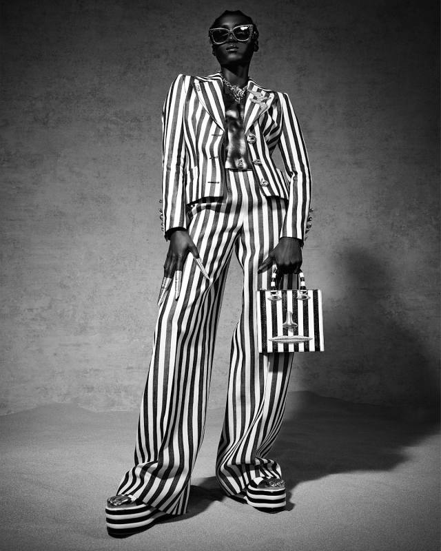 Stripe Bijoux-Button Blazer